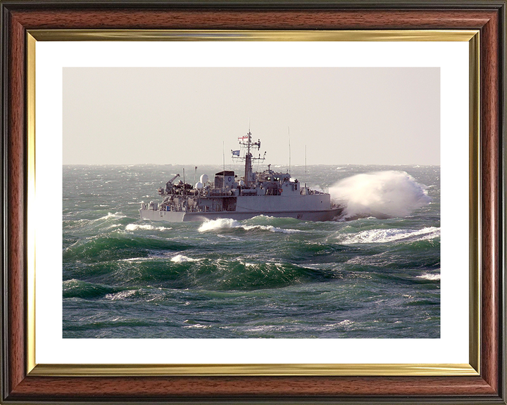 HMS Blyth (M111) Royal Navy Sandown Class Minehunter In Heavy Seas Photo Print Wall Art Decor Posters, Prints, & Visual Artwork Hampshire Prints 10 x 8 Classic Frame Yes