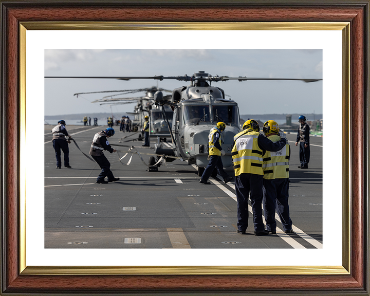 Helicopter Embark HMS Prince of Wales 2025 Photo Print - Royal Navy Aircraft Hampshire Prints 10 x 8 Classic Frame Yes