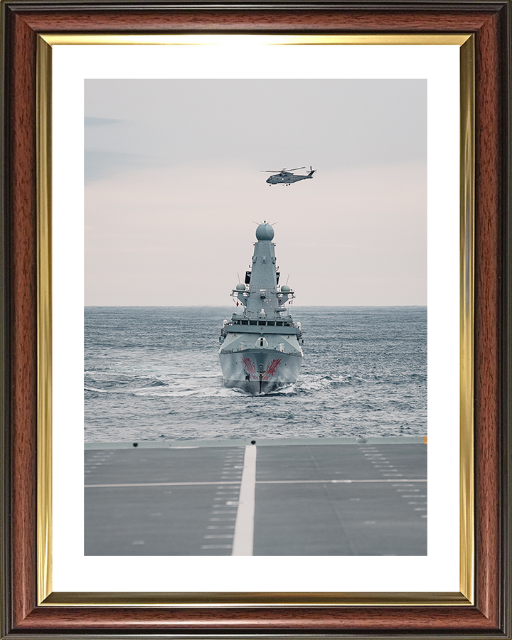 HMS Dragon (D35) Royal Navy Type 45 Destroyer From a Flight Deck Photo Print Wall Art Decor Posters, Prints, & Visual Artwork Hampshire Prints 10 x 8 Classic Frame Yes