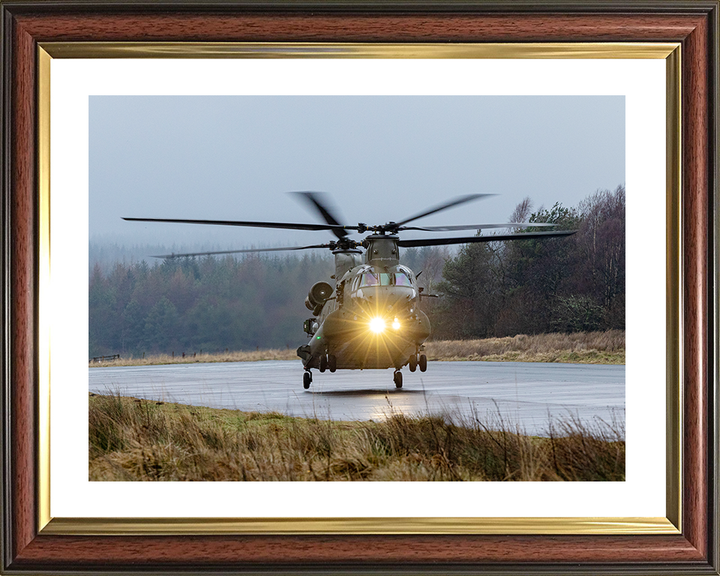 RAF Chinook Helicopter Landing at Dusk 2026 Photo Print Royal Air Force Aircraft Wall Art Aviation Decor Posters, Prints, & Visual Artwork Hampshire Prints 10 x 8 Classic Frame Yes