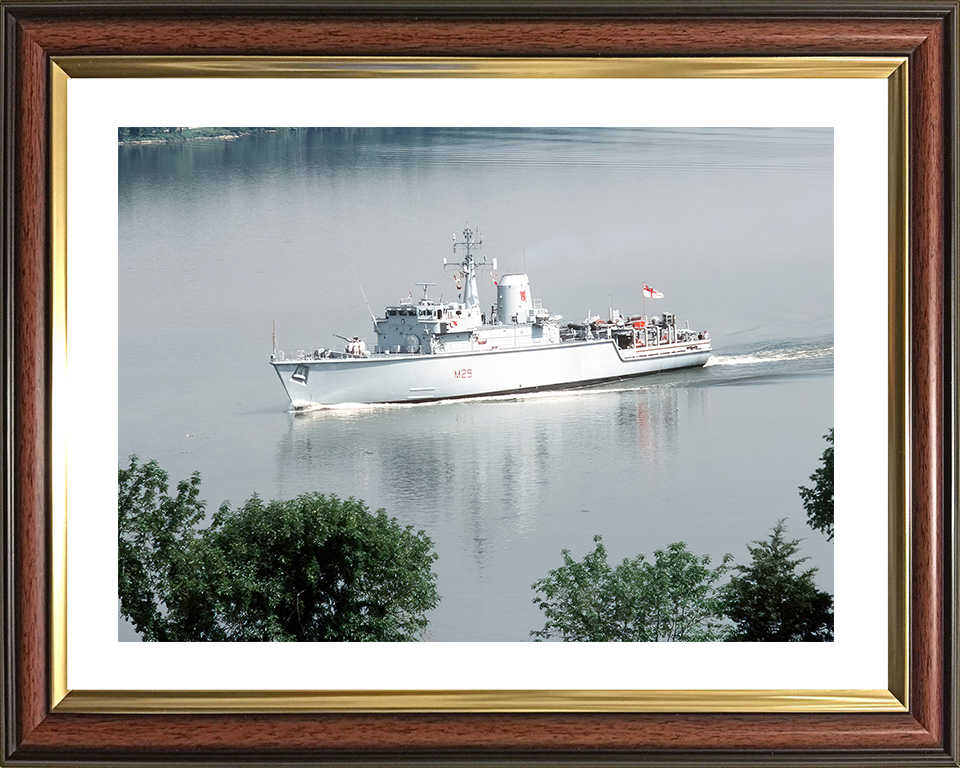 HMS Brecon (M29) Royal Navy Hunt Class Mine Warfare Vessel Entering Harbour Photo Print Wall Art Decor Posters, Prints, & Visual Artwork Hampshire Prints 10 x 8 Classic Frame Yes