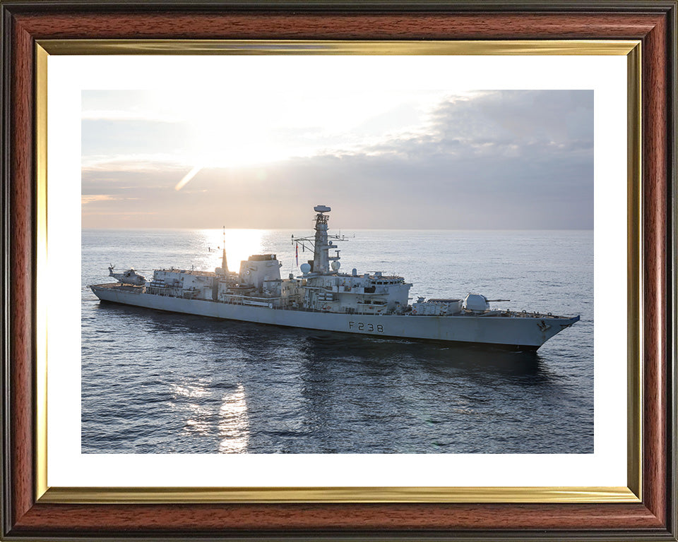 HMS Northumberland (F238) Photo Print - Starboard View at Sunset - Royal Navy Type 23 Frigate Hampshire Prints 10 x 8 Classic Frame Yes
