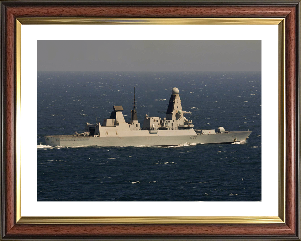 HMS Daring (D32) Royal Navy Type 45 Destroyer At Sea Starboard View Photo Print Wall Art Decor Posters, Prints, & Visual Artwork Hampshire Prints 10 x 8 Classic Frame Yes