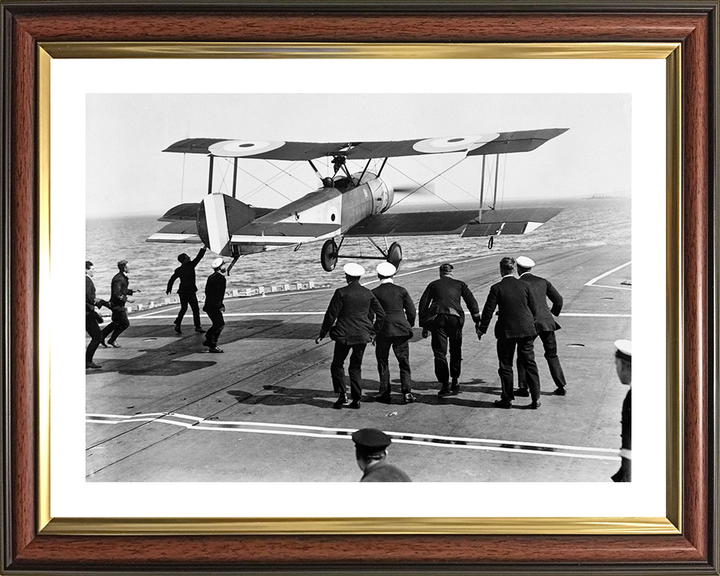 RAF Sopwith Pup Flight deck Landing Photo Print - Royal Air Force Aircraft Hampshire Prints 10 x 8 Classic Frame Yes