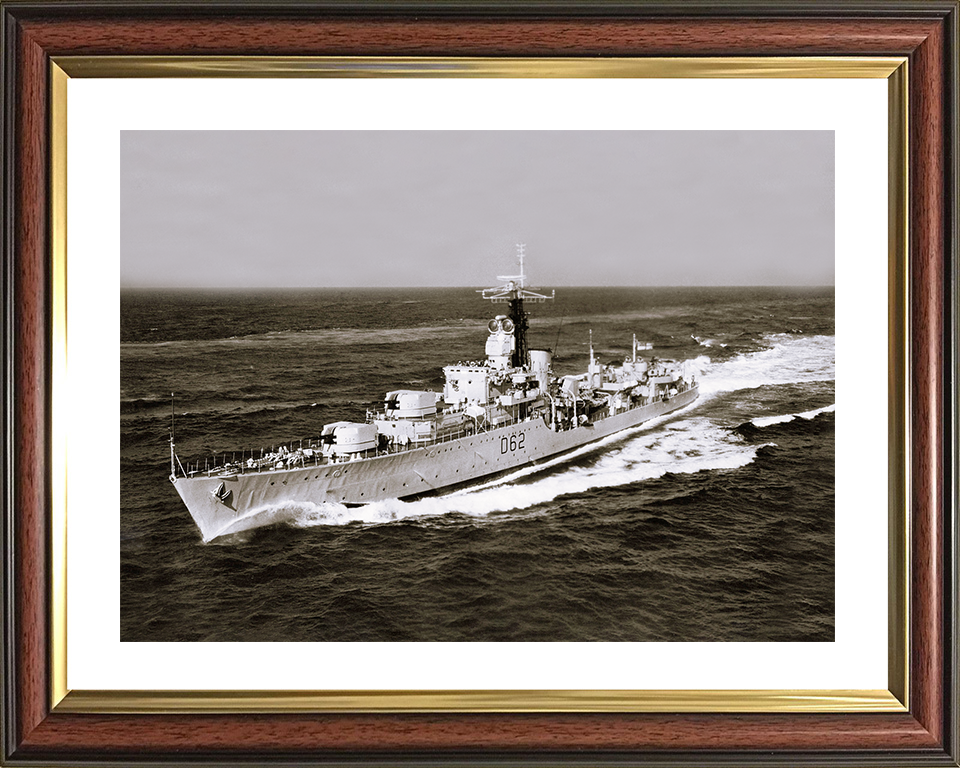 HMS Jutland (D62) Photo Print - At Sea 1961 - Royal Navy Battle Class Destroyer Posters, Prints, & Visual Artwork Hampshire Prints 10 x 8 Classic Frame Yes