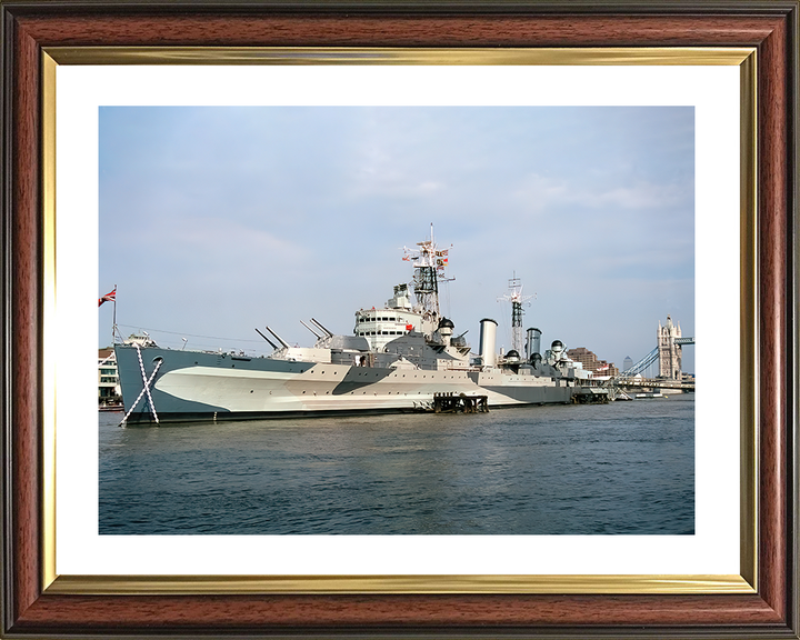 HMS Belfast (C35) Royal Navy Town Class Light Cruiser In London Photo Print Wall Art Decor Posters, Prints, & Visual Artwork Hampshire Prints 10 x 8 Classic Frame Yes