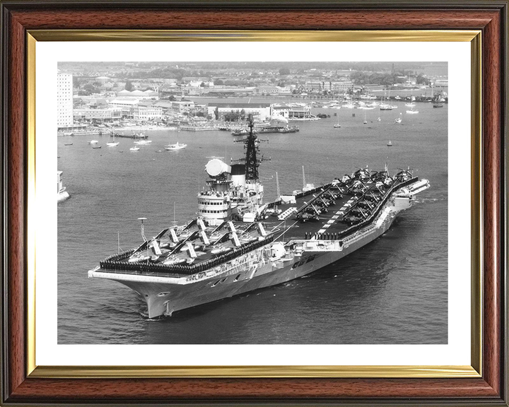 HMS Victorious (R38) Photo Print - leaving Portsmouth - Royal Navy Illustrious Class Aircraft Carrier Hampshire Prints 10 x 8 Classic Frame Yes