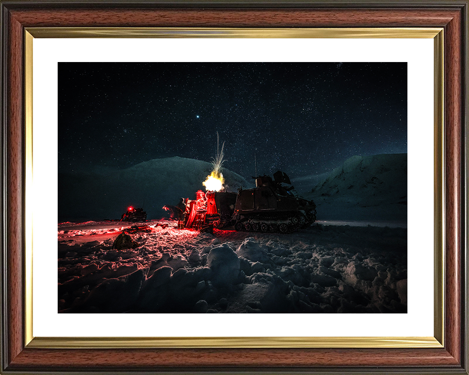 Royal Marine Commando Mortar Team Fire under Stars Photo Print 45 Commando Marines Wall Art Military Decor Posters, Prints, & Visual Artwork Hampshire Prints 10 x 8 Classic Frame Yes
