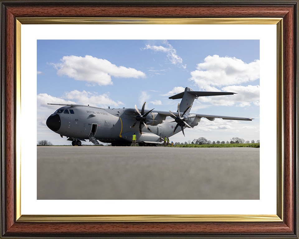 RAF Atlas A400M At RAF Wittering Photo Print Royal Air Force Wall Art Aviation Decor Posters, Prints, & Visual Artwork Hampshire Prints 10 x 8 Classic Frame Yes