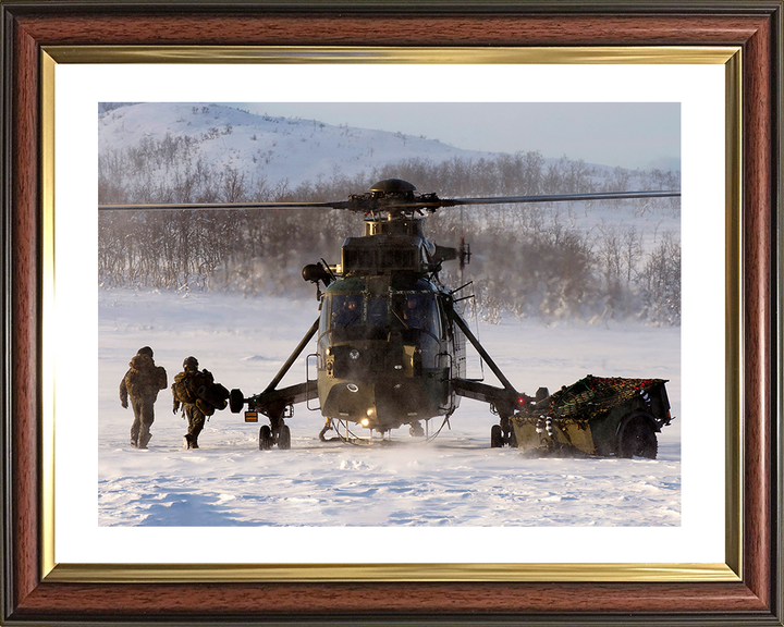 Sea King Mk4 Helicopter on the Ground in Norway 2012 Photo Print - Royal Navy Aircraft Posters, Prints, & Visual Artwork Hampshire Prints 10 x 8 Classic Frame Yes
