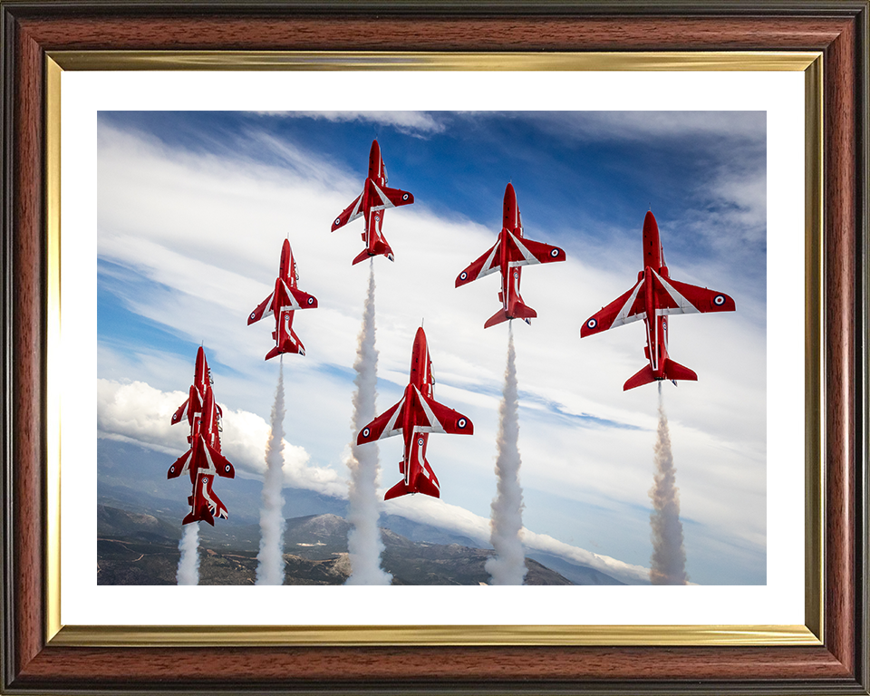 RAF Red Arrows Vertical Climb Closeup Photo Print - Royal Air Force Aircraft Hampshire Prints 10 x 8 Classic Frame Yes