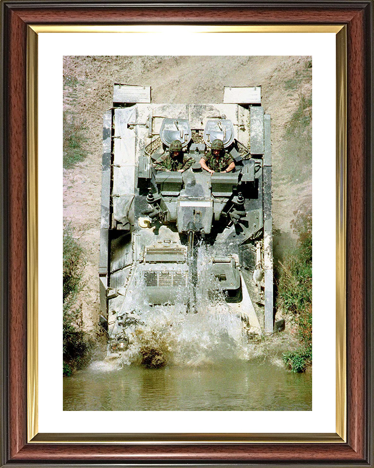 Warrior Armoured Personnel Vehicle Entering Water Photo Print - British Army Vehicle