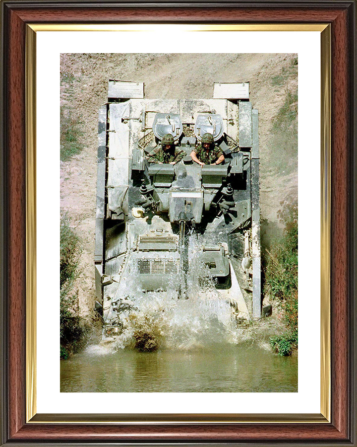 Warrior Armoured Personnel Vehicle Entering Water Photo Print - British Army Vehicle