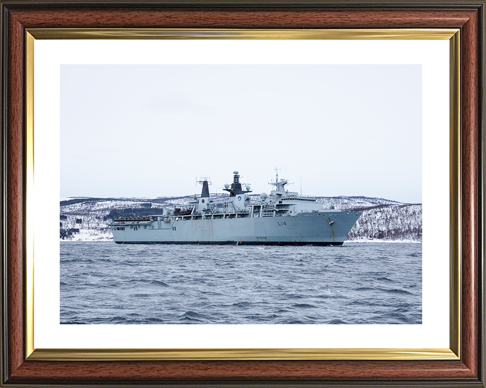HMS Albion (L14) Royal Navy Albion Class Amphibious Ship Off Norway Photo Print Wall Art Naval Decor Posters, Prints, & Visual Artwork Hampshire Prints 10 x 8 Classic Frame Yes