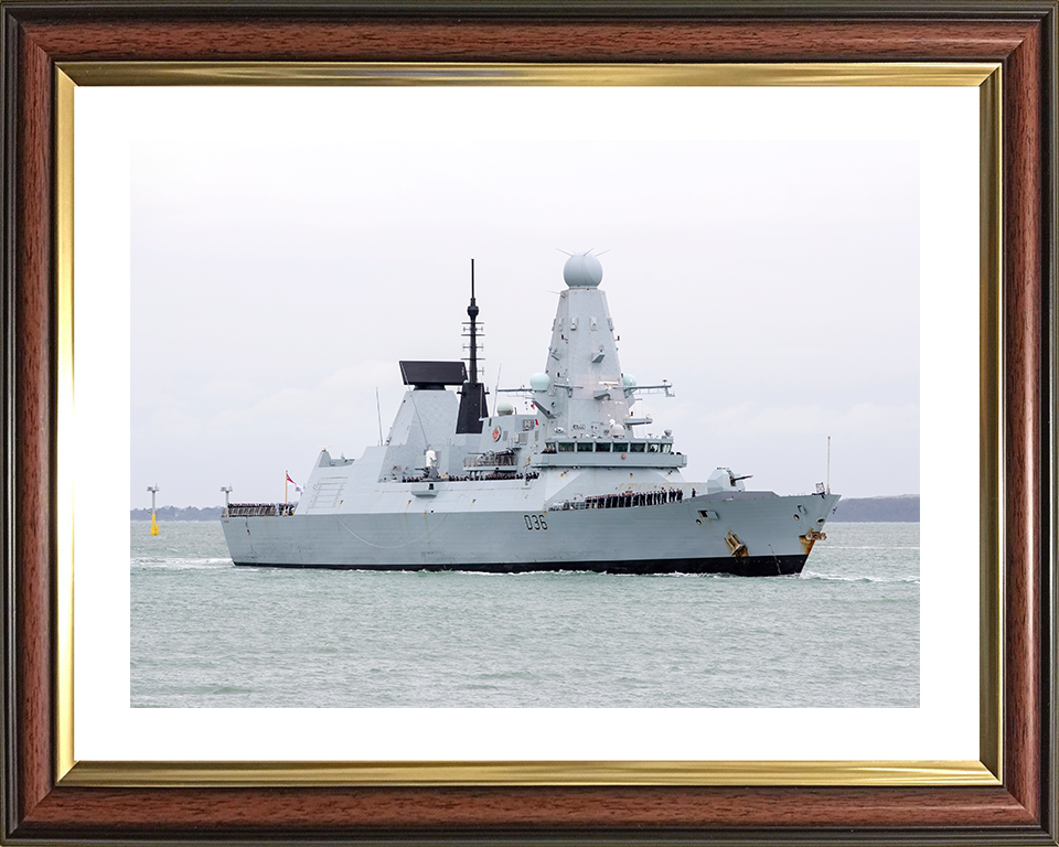 HMS Defender (D36) Royal Navy Type 45 Destroyer Entering Harbour Photo Print Wall Art Decor Posters, Prints, & Visual Artwork Hampshire Prints 10 x 8 Classic Frame Yes