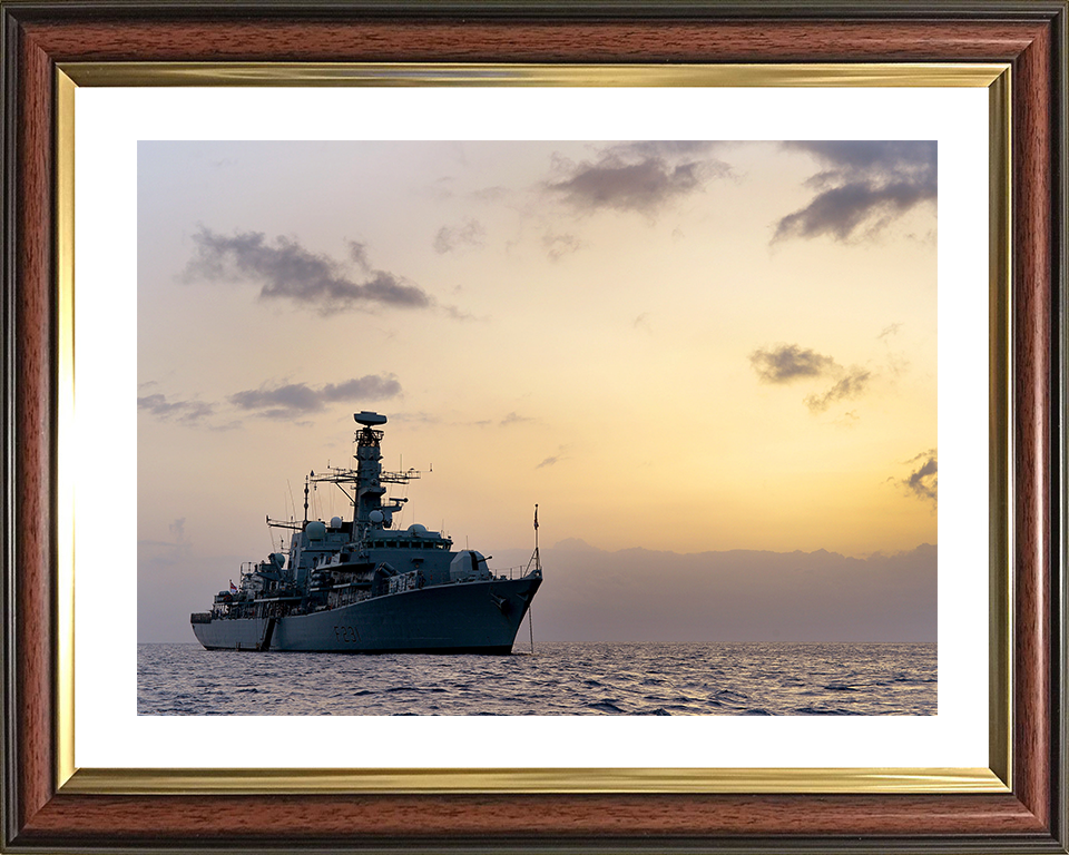 HMS Argyll (F231) Royal Navy Type 23 Frigate Anchored off Montserrat 2014 Photo Print Wall Art Decor Posters, Prints, & Visual Artwork Hampshire Prints 10 x 8 Classic Frame Yes