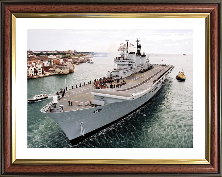 HMS Ark Royal (R07) Royal Navy Invincible Class Aircraft Carrier Passing Old Portsmouth Photo Print Wall Art Decor Posters, Prints, & Visual Artwork Hampshire Prints 10 x 8 Classic Frame Yes