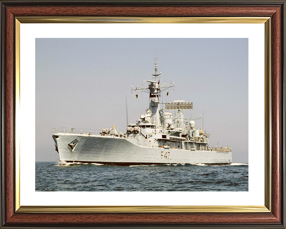 HMS Danae (F47) Royal Navy Leander Class Frigate Low Port Bow View Photo Print Wall Art Decor Posters, Prints, & Visual Artwork Hampshire Prints 10 x 8 Classic Frame Yes