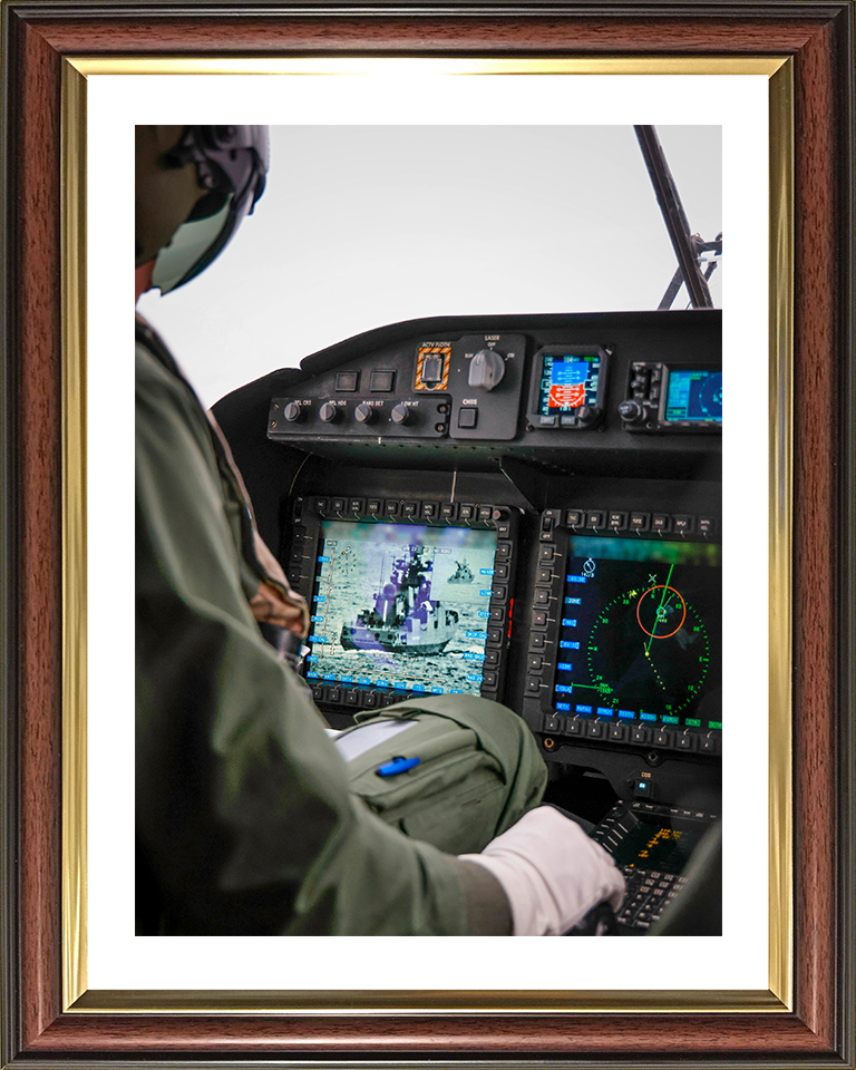 Wildcat Helicopter Cockpit Photo Print - Royal Navy Aircraft Hampshire Prints 10 x 8 Classic Frame Yes