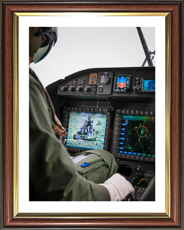 Wildcat Helicopter Cockpit Photo Print - Royal Navy Aircraft Hampshire Prints 10 x 8 Classic Frame Yes