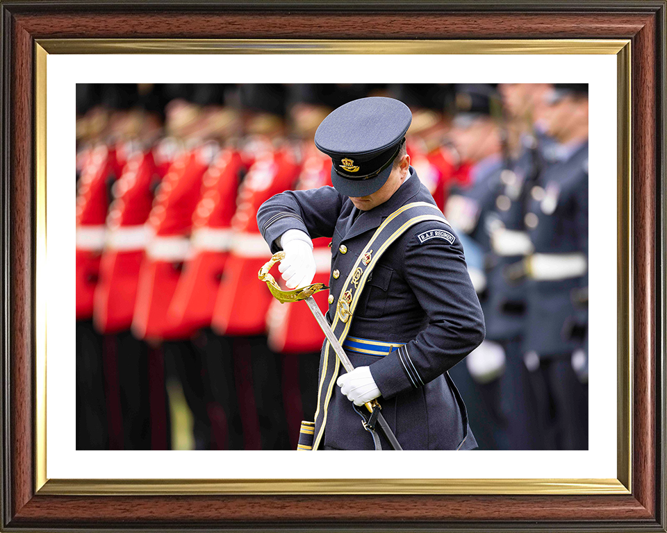 RAF Regiment officer replacing sword Photo Print - Royal Air Force Hampshire Prints 10 x 8 Classic Frame Yes