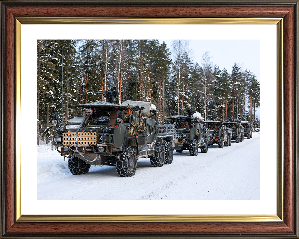 British Army Jackal 2 and Coyote Vehicles in the Snow Photo Print Wall Art Military vehicle Decor Poster Posters, Prints, & Visual Artwork Hampshire Prints 10 x 8 Classic Frame Yes