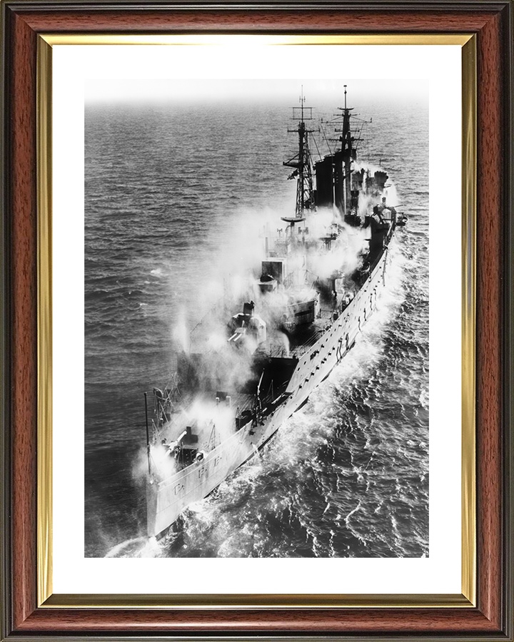 HMS Cumberland (57) Royal Navy County Class Cruiser Pre Wetting Photo Print Wall Art Decor Posters, Prints, & Visual Artwork Hampshire Prints 10 x 8 Classic Frame Yes