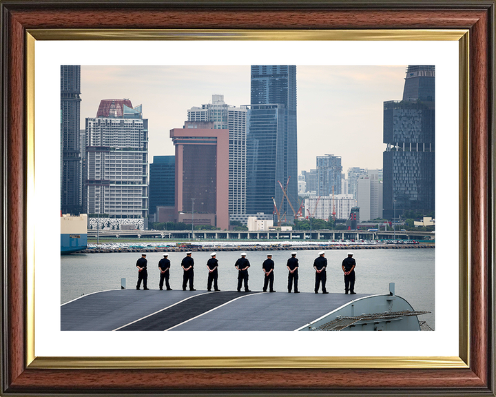 HMS Prince of Wales (R09) Photo Print - Procedure Alpha Singapore 2025 - Royal Navy Queen Elizabeth Class Aircraft Carrier Hampshire Prints 10 x 8 Classic Frame Yes