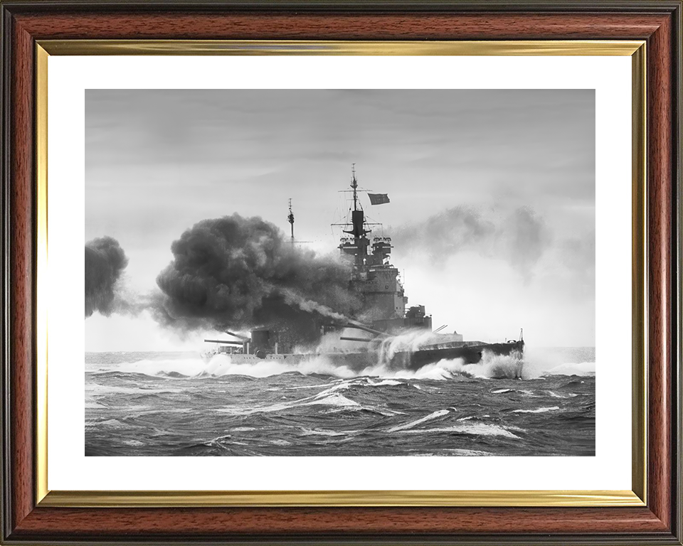 HMS Duke of York (17) Photo Print - Broadside 1943 - Royal Navy King George V Class Battleship Posters, Prints, & Visual Artwork Hampshire Prints 10 x 8 Classic Frame Yes