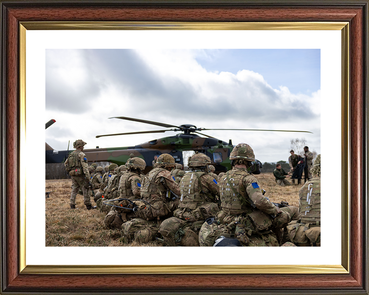 British Army Parachute Regiment Soldiers with French Caiman Helicopter Photo Print Wall Art Poster Posters, Prints, & Visual Artwork Hampshire Prints 10 x 8 Classic Frame Yes