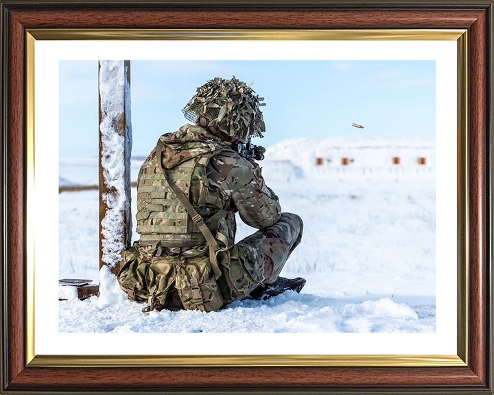 Soldier on a Snowy firing range Photo Print - British Army Hampshire Prints 10 x 8 Classic Frame Yes