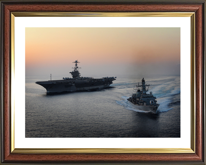 HMS St Albans (F83) Photo Print - With USS John C Stennis - Royal Navy Type 23 Frigate Hampshire Prints 10 x 8 Classic Frame Yes