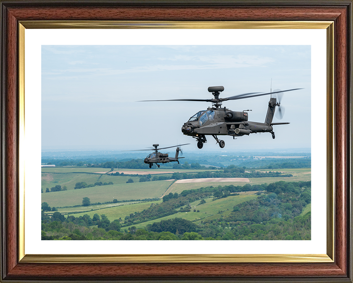 Two Army Apache Echo Helicopters in flightPhoto Print - British Army Hampshire Prints 10 x 8 Classic Frame Yes