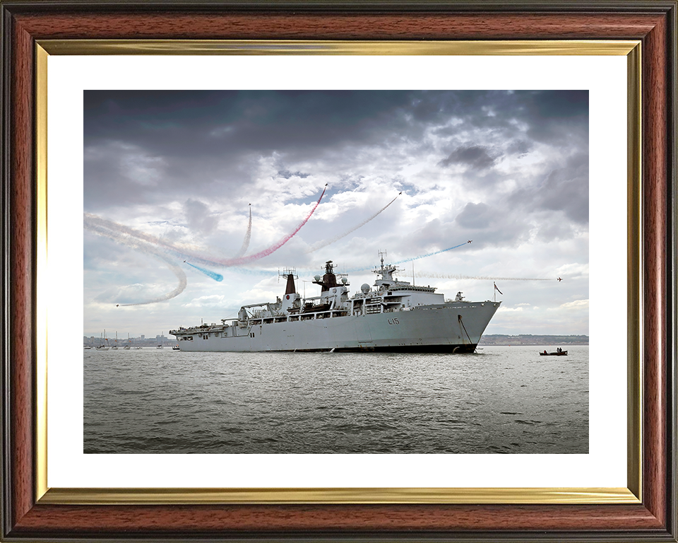 HMS Bulwark (L15) Royal Navy Albion Class Amphibious Ship With Red arrows Photo Print Wall Art Decor Posters, Prints, & Visual Artwork Hampshire Prints 10 x 8 Classic Frame Yes