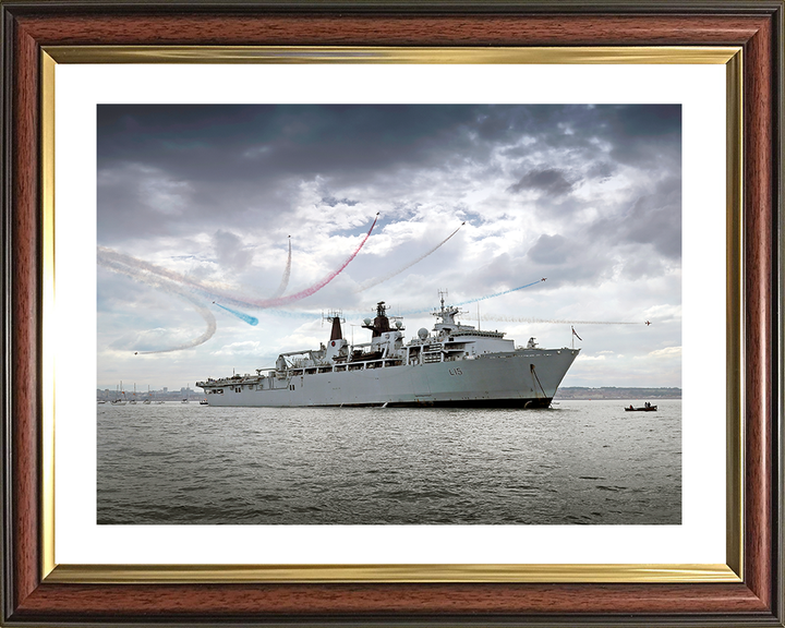 HMS Bulwark (L15) Royal Navy Albion Class Amphibious Ship With Red arrows Photo Print Wall Art Decor Posters, Prints, & Visual Artwork Hampshire Prints 10 x 8 Classic Frame Yes