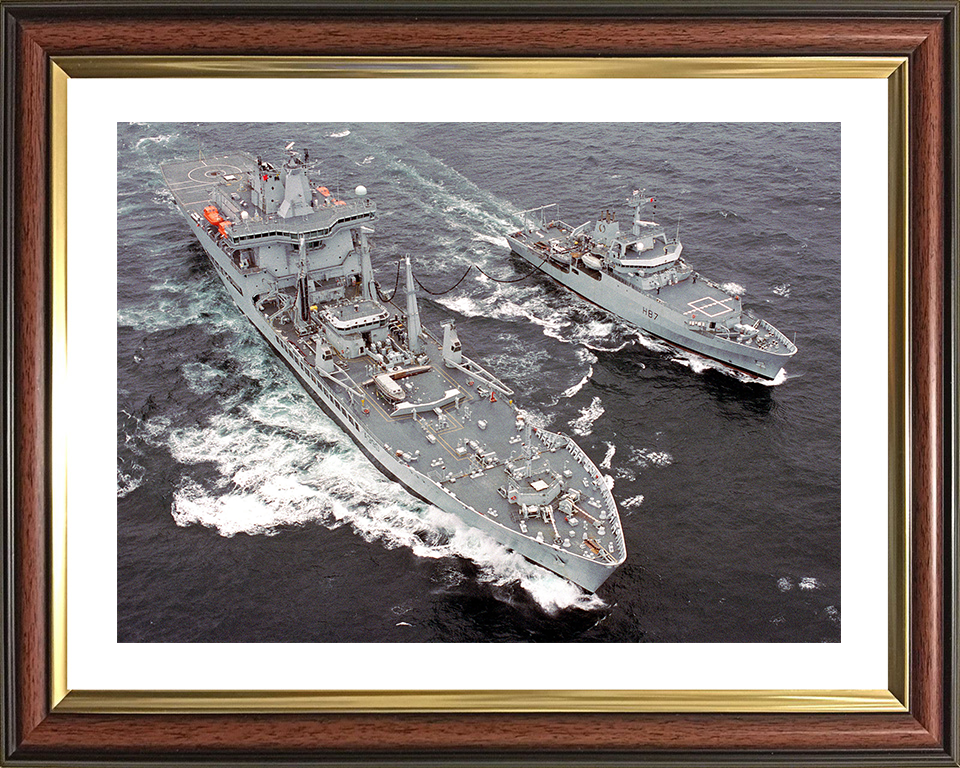 RFA Wave Knight (A389) Photo Print - RAS With HMS Echo 2003 - Royal Fleet Auxiliary Wave Class Tanker Posters, Prints, & Visual Artwork Hampshire Prints 10 x 8 Classic Frame Yes