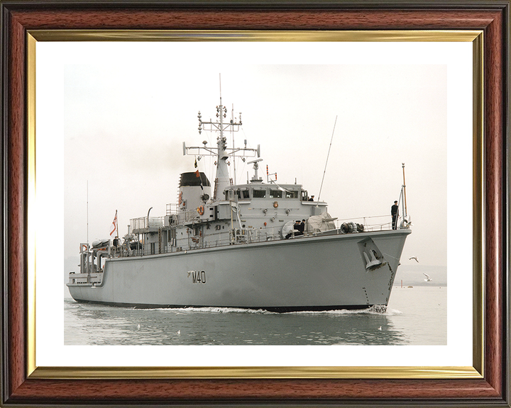 HMS Berkeley (M40) Photo Print - Entering Harbour - Royal Navy Hunt Class Mine Warfare Vessel