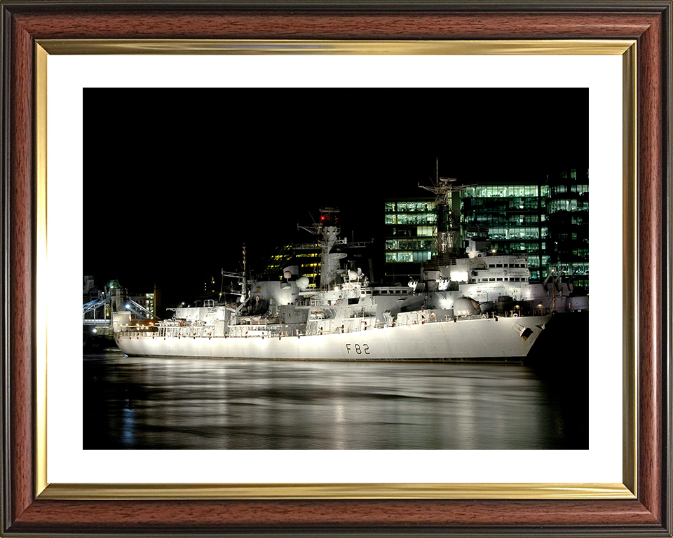 HMS Somerset (F82) Photo Print - Floodlit London 2006 - Royal Navy Type 23 Frigate Hampshire Prints 10 x 8 Classic Frame Yes