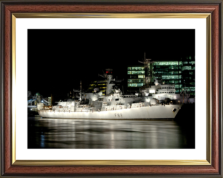 HMS Somerset (F82) Photo Print - Floodlit London 2006 - Royal Navy Type 23 Frigate Hampshire Prints 10 x 8 Classic Frame Yes