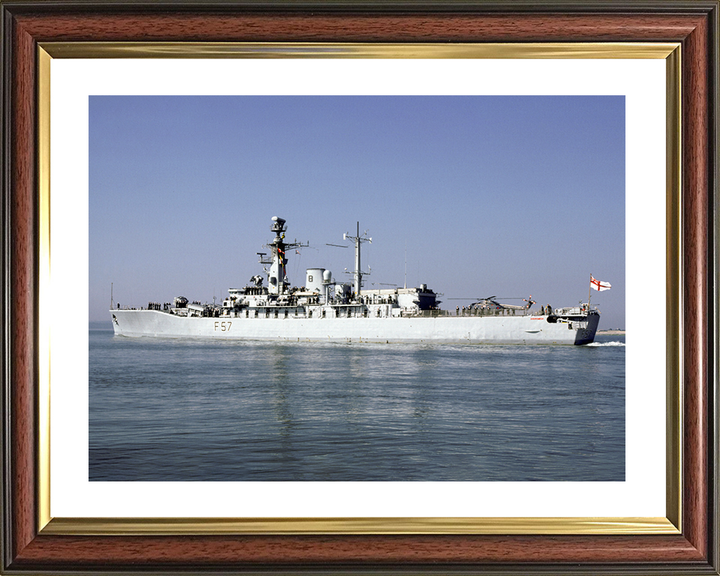 HMS Andromeda (F57) Royal Navy Leander Class Frigate Leaving Portsmouth Harbour Photo Print Wall Art Decor Posters, Prints, & Visual Artwork Hampshire Prints 10 x 8 Classic Frame Yes