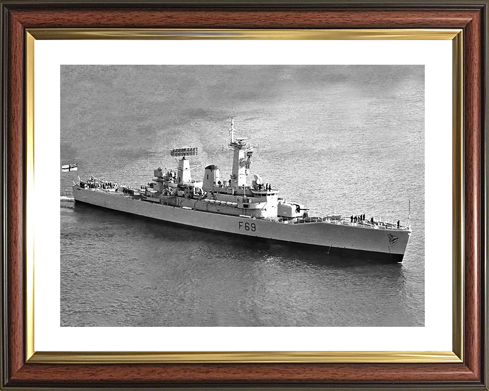 HMS Bacchante (F69) Royal Navy Leander Class Frigate High Starboard Bow View Photo Print Wall Art Decor Posters, Prints, & Visual Artwork Hampshire Prints 10 x 8 Classic Frame Yes