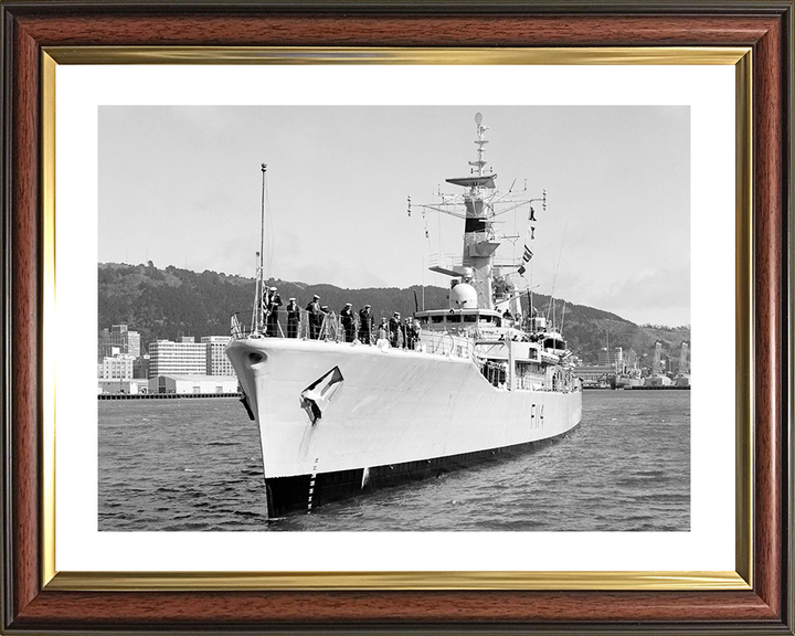 HMS Ajax (F114) Royal Navy Leander Class Frigate Photo Print Port Bow View Warship Wall Art Posters, Prints, & Visual Artwork Hampshire Prints 10 x 8 Classic Frame Yes