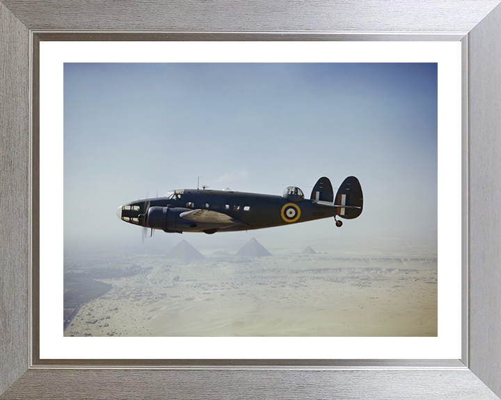 RAF Lockheed Hudson VI in Flight Photo Print - Royal Air Force Aircraft Hampshire Prints 10 x 8 Silver Frame Yes