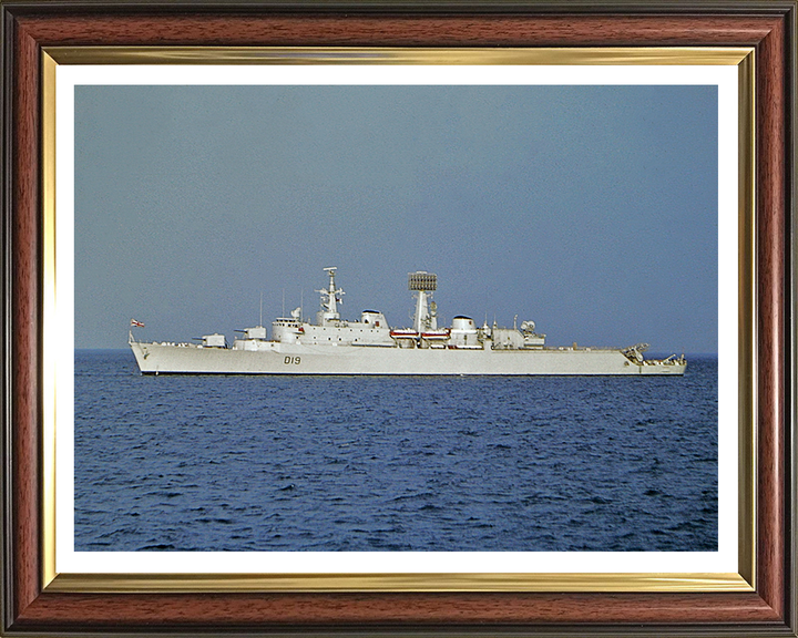 HMS Glamorgan (D19) Photo Print - Port Beam View - Royal Navy County Class Destroyer Hampshire Prints 10 x 8 Classic Frame Yes