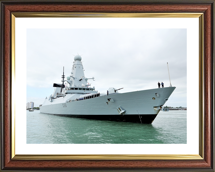 HMS Dauntless (D33) Royal Navy Type 45 Destroyer Entering Harbour Photo Print Wall Art Decor Posters, Prints, & Visual Artwork Hampshire Prints 10 x 8 Classic Frame Yes