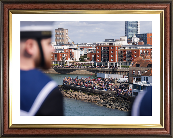 Portsmouth Crowds Wave off HMS Prince of Wales 2025 Photo Print - Royal Navy Hampshire Prints 10 x 8 Classic Frame Yes