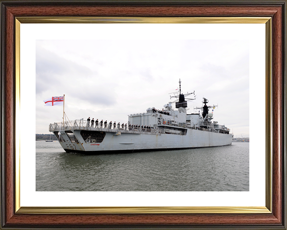 HMS Chatham (F87) Royal Navy Type 22 Frigate Devonport 2011 Photo Print Wall Art Decor Posters, Prints, & Visual Artwork Hampshire Prints 10 x 8 Classic Frame Yes