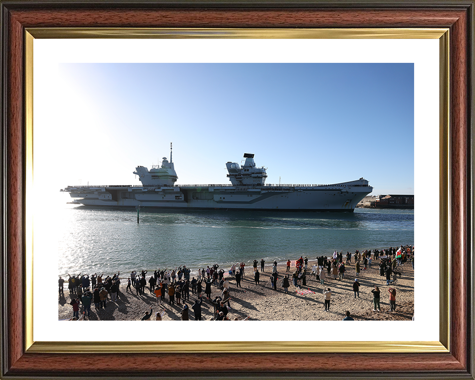 HMS Prince of Wales (R09) Photo Print - Old Portsmouth 2025 - Royal Navy Queen Elizabeth Class Aircraft Carrier Posters, Prints, & Visual Artwork Hampshire Prints 10 x 8 Classic Frame Yes