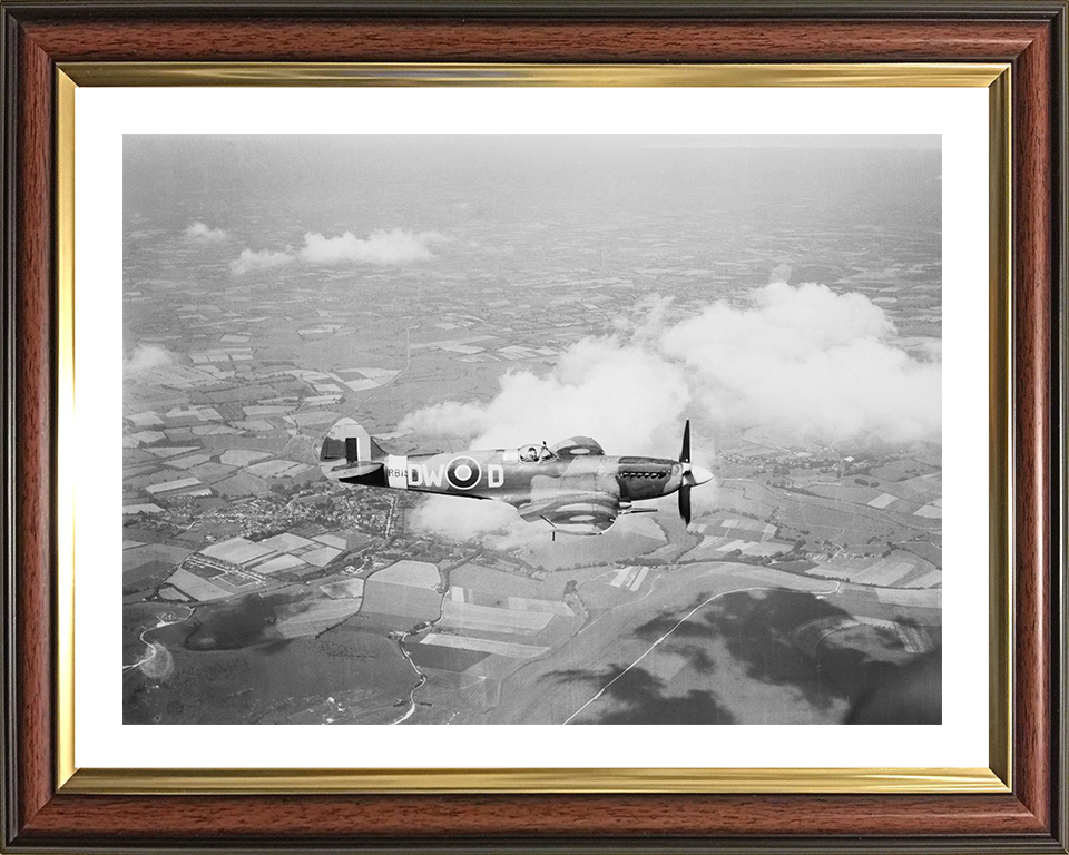 RAF Supermarine Spitfire Mk XIV 1944 Photo Print - Royal Air Force Aircraft Hampshire Prints 10 x 8 Classic Frame Yes