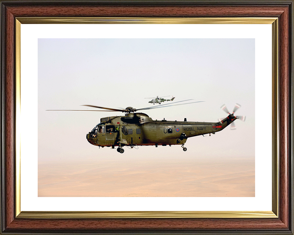 Sea King Mk4 Helicopter With British Army Lynx 2011 Photo Print - Royal Navy Aircraft Posters, Prints, & Visual Artwork Hampshire Prints 10 x 8 Classic Frame Yes